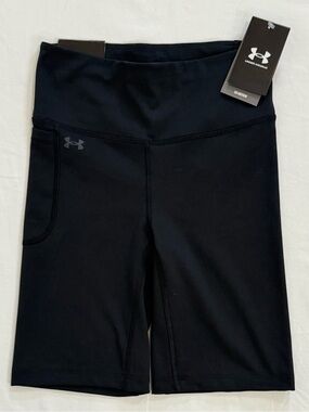NEW Under Armour Motion Athletic Bike Shorts High Rise Black Size S